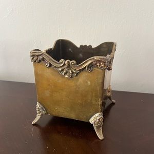 Vintage Solid Brass Mottahedeh Square Planter